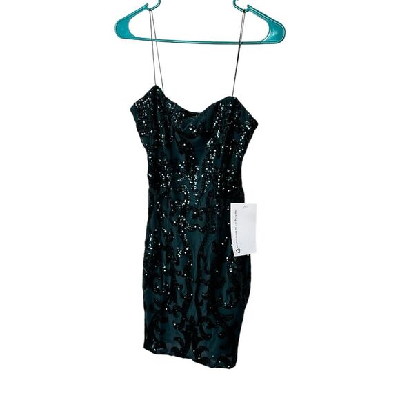 NEW Lovely day hunter green short sequin homecoming prom dresse - Picture 4 of 9